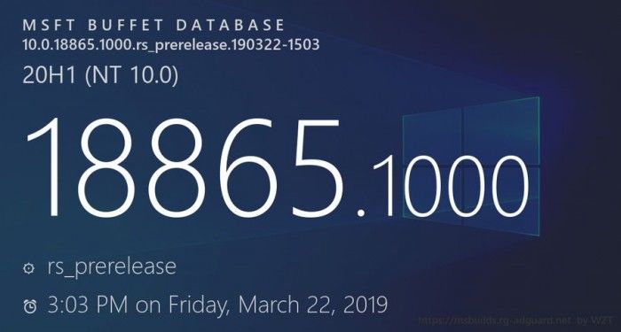 Windows10 20H1最新预览版Build 18865公布