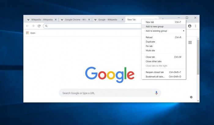 Win10上的Google Chrome获得标签组特性