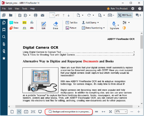 ABBYY FineReader 14背景识别功能介绍