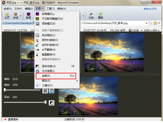 Beyond Compare全屏显示图片文件的小技巧