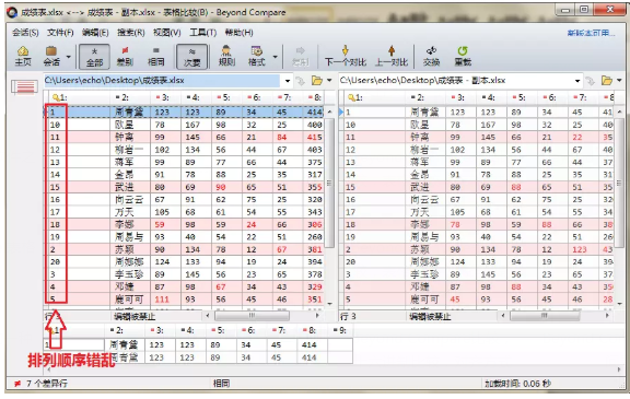Beyond Compare表格比较进行数据排序的操作流程