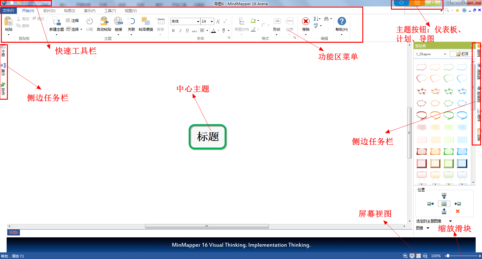 MindMapper主要操作区域