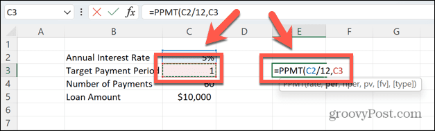 在 Excel 中如何使用 PPMT 函数。