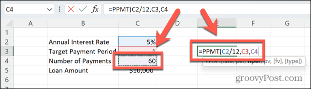 在 Excel 中如何使用 PPMT 函数。