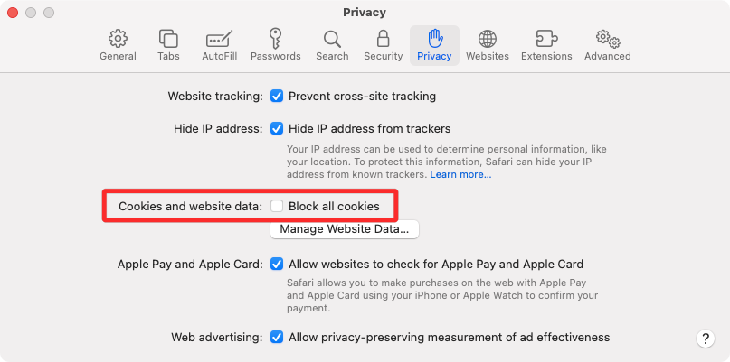 如何在 Mac 上的 Safari 浏览器中启用 Cookie？