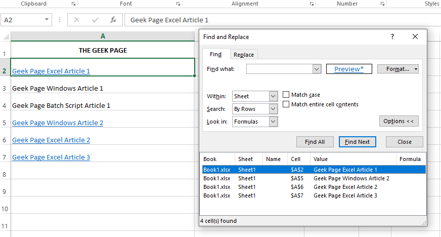 如何在 Microsoft Excel 中查找和删除超链接