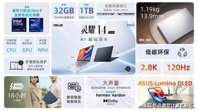 华硕灵耀14 2024发布，搭载酷睿Ultra处理器 迈入AI PC时代