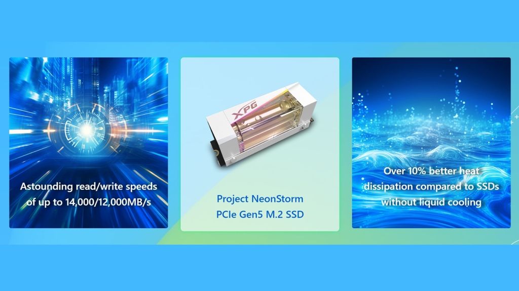 威刚推出具备独立水冷散热的 XPG Project NeonStorm 固态硬盘，写入速度高达 12000 MB/s