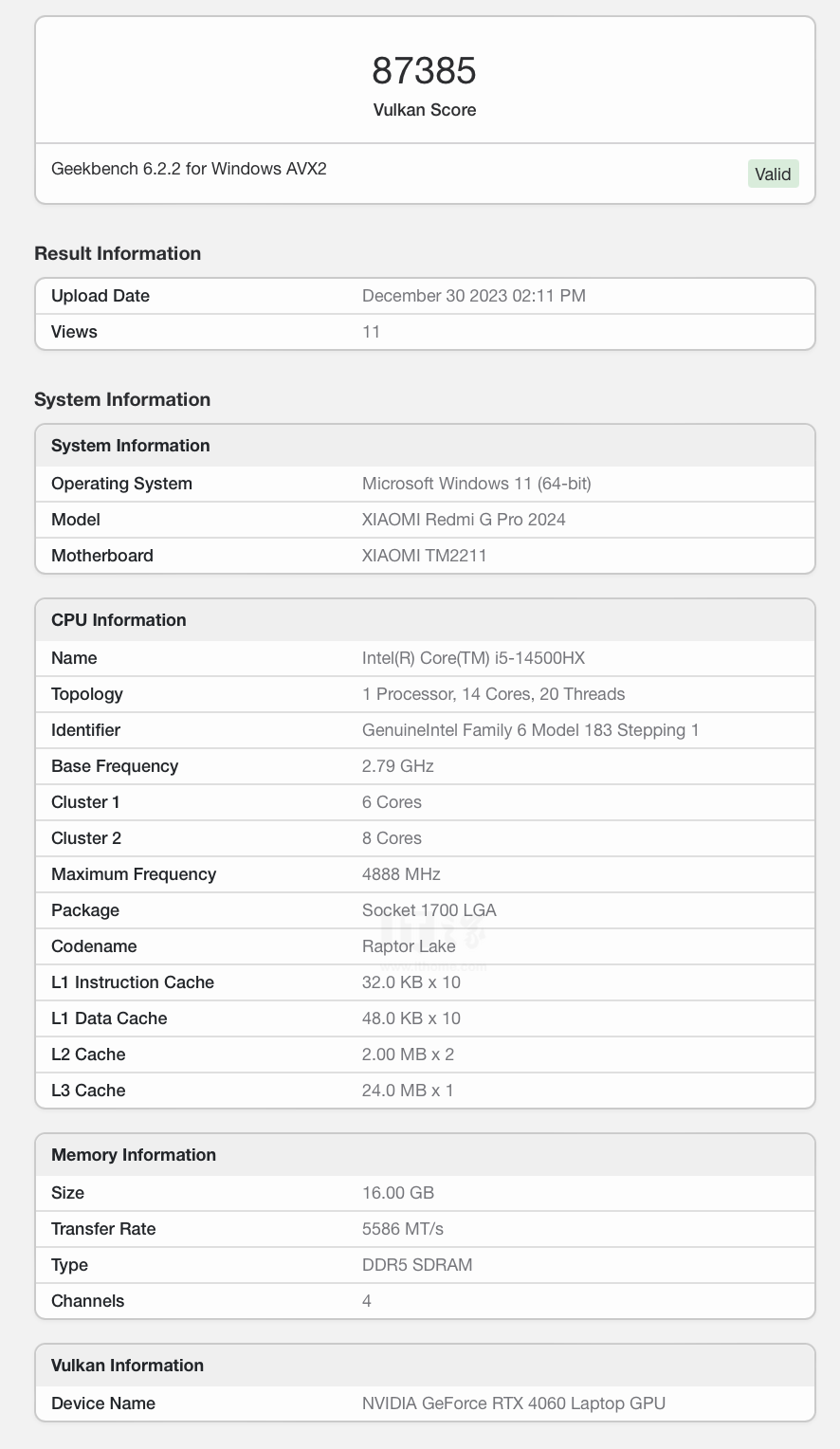 小米 Redmi G Pro 2024 游戏本曝光：i5-14500HX + RTX 4060 配置