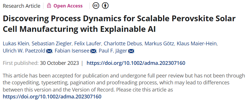 利用可解释AI，发现可扩展钙钛矿太阳能电池制造的工艺动力学