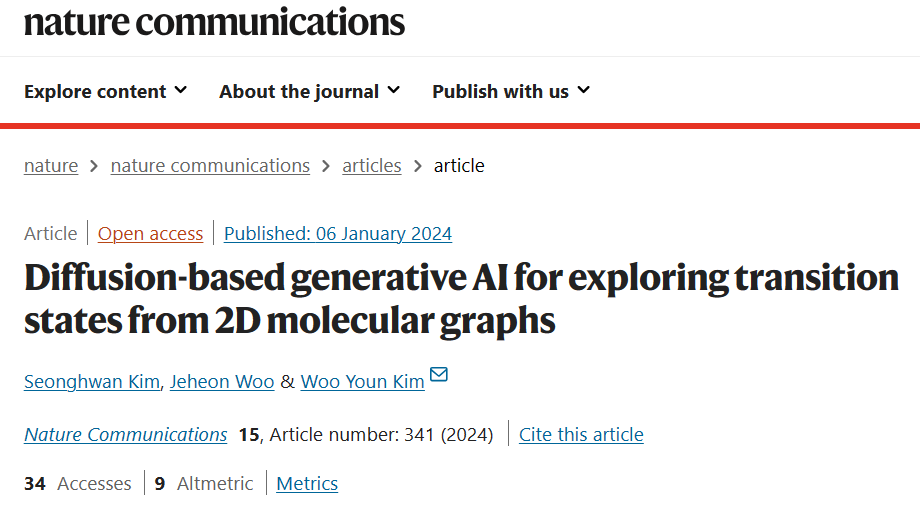 优于3D模型，成功率达90.6%，基于扩散的生成式AI从2D分子图探索过渡态