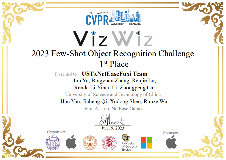 网易伏羲在CVPR 2023 UG2+和VizWiz竞赛中夺冠，并有论文入选TIP