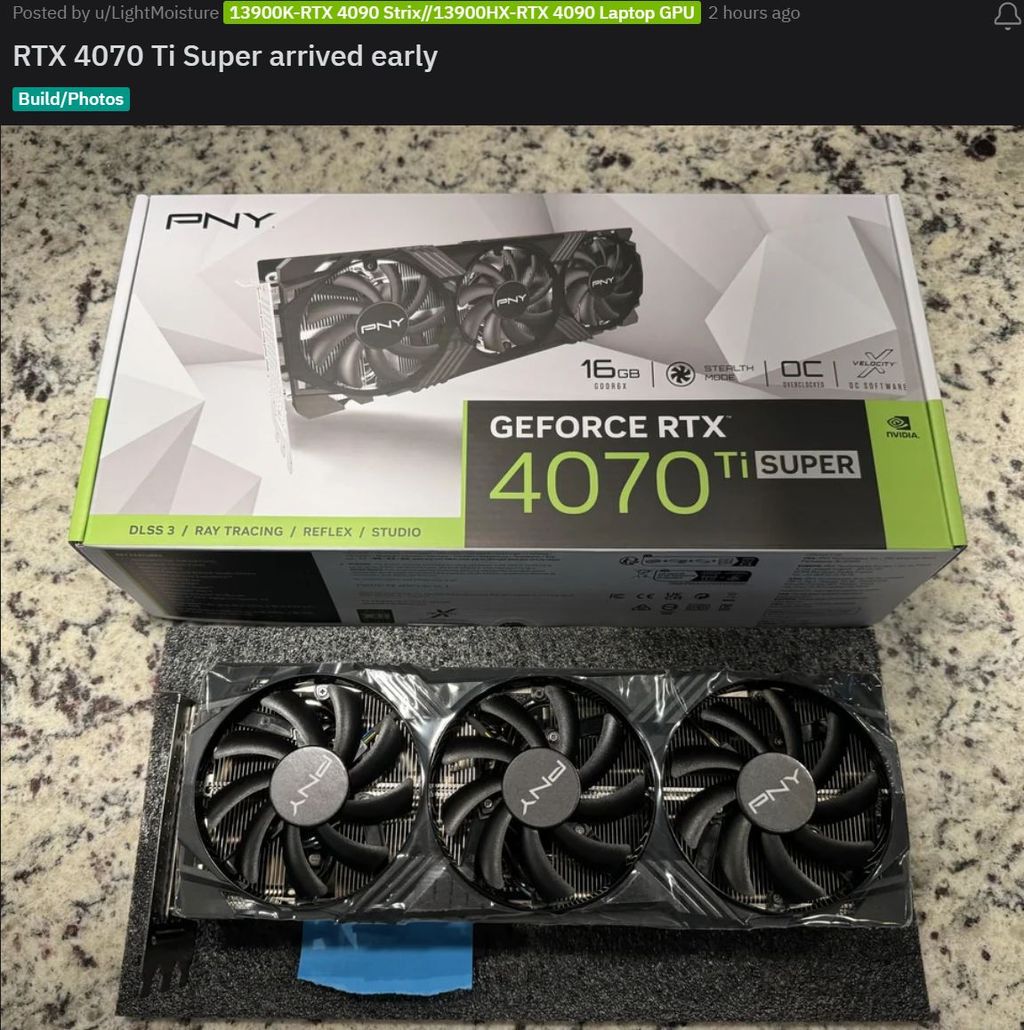 初步跑分显示英伟达 RTX 4070 Ti Super 显卡比 RTX 4080 慢 15%，比非 Super 版快 8%