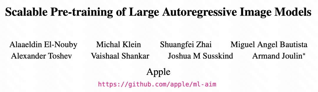 苹果：利用语言模型的自回归方法进行图像模型的预训练