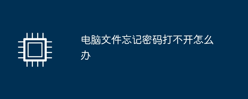 电脑文件忘记密码打不开怎么办