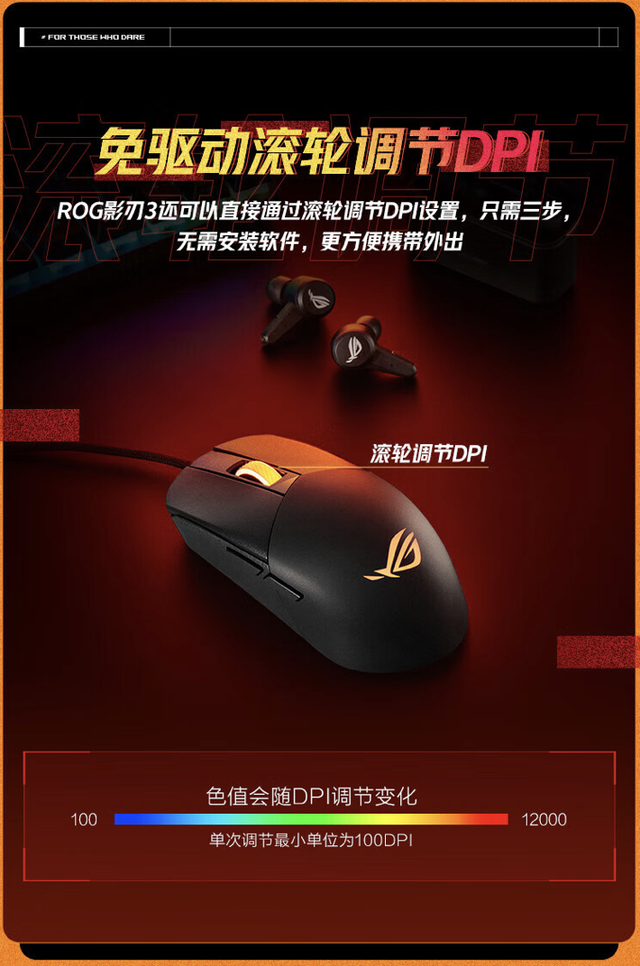 ROG 影刃 3 有线游戏鼠标开售：59 克、12000 DPI，首发价 199 元