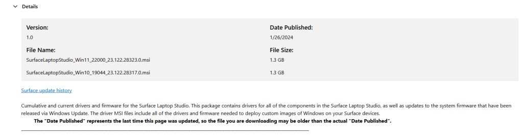 大小 1.3GB，微软发布 Surface Laptop Studio 新固件：修复外接 USB-C 显示器等问题
