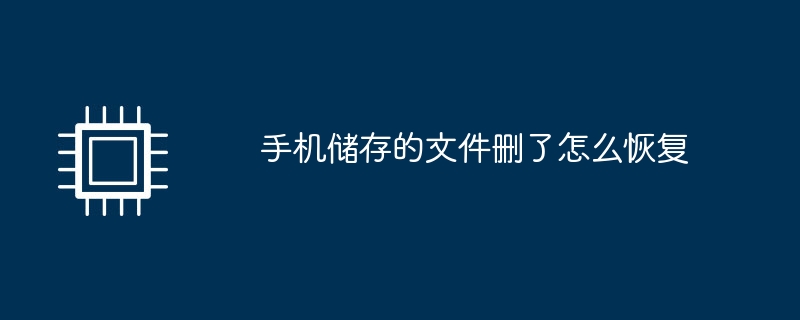 手机储存的文件删了怎么恢复