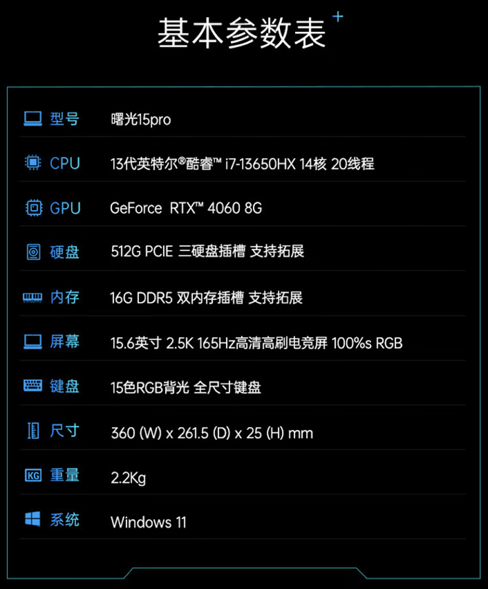 机械师曙光 15 Pro 笔记本配置上新：i7-13650HX + RTX4060，到手至低 5999 元