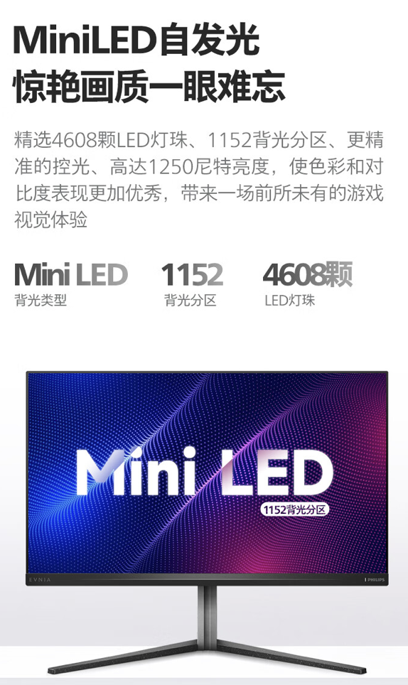 飞利浦推出 32M2N6800M 31.5 英寸显示器：4K 144Hz Mini-LED、首发 4999 元