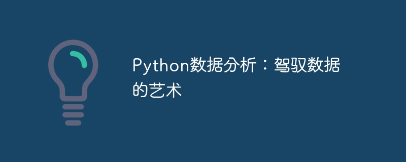 Python数据分析：驾驭数据的艺术