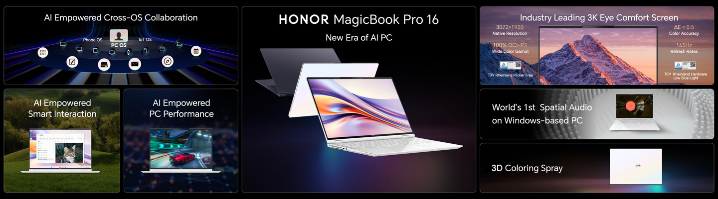 荣耀首款 AI PC：MagicBook Pro 16 笔记本亮相，Win 阵营首发空间音频