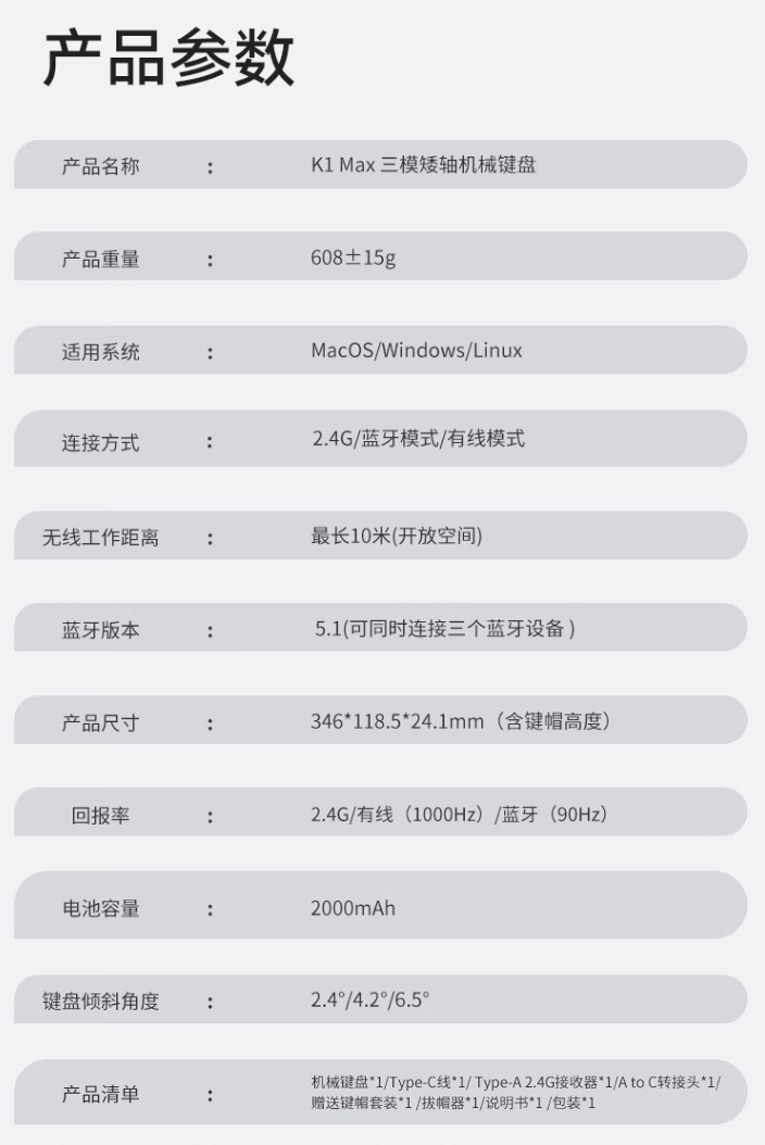 Keychron 推出 K1 Max 三模机械键盘：87 键 80% 配列、1KHz 回报率，首发价 474 元