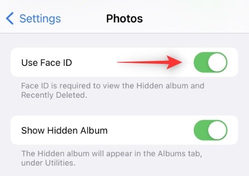 如何在iPhone上禁用隐藏和最近删除的照片的Face ID或Touch ID