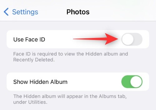 如何在iPhone上禁用隐藏和最近删除的照片的Face ID或Touch ID