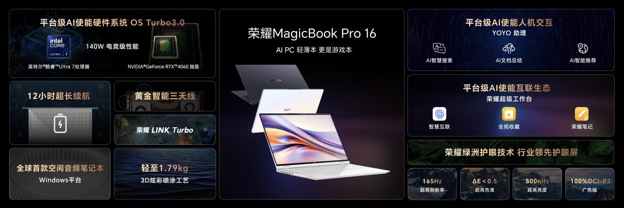 荣耀 MagicBook Pro 16 正式发布：荣耀猎人回归，至高 Ultra 7-155H + RTX 4060