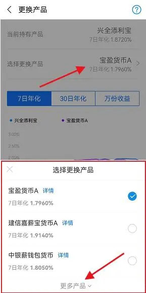 支付宝余额宝怎么更换基金