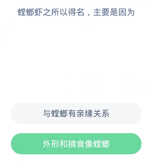 蚂蚁森林神奇海洋3月15日：螳螂虾之所以得名主要是因为