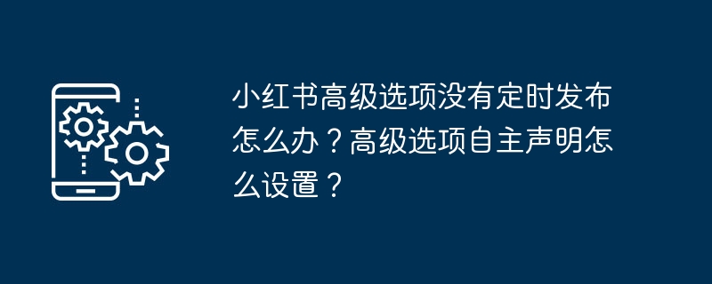 小红书高级选项没有定时发布怎么办？高级选项自主声明怎么设置？