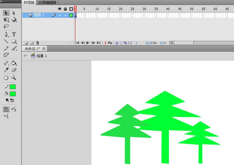 Flash快速绘制一排松树的教程
