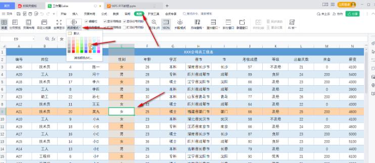 WPS表格中制作聚光灯效果 | WPS表格中开启颜色十字光标