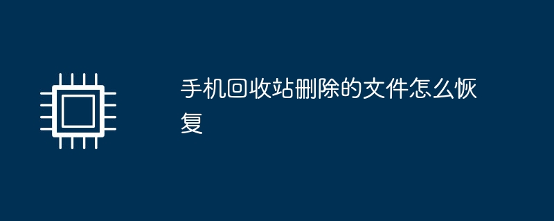 手机回收站删除的文件怎么恢复