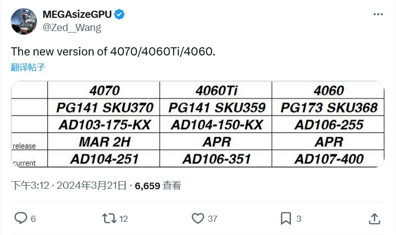 消息称英伟达近期升级 RTX 4060/4070 GPU 显卡