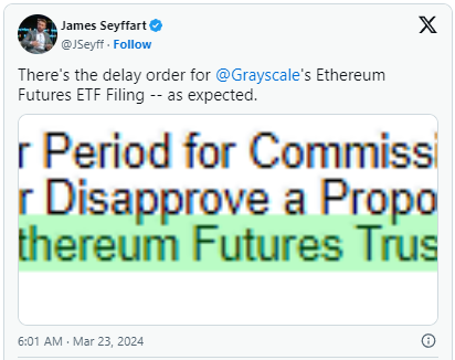 SEC 再次推迟对Grayscale以太坊ETF的决定