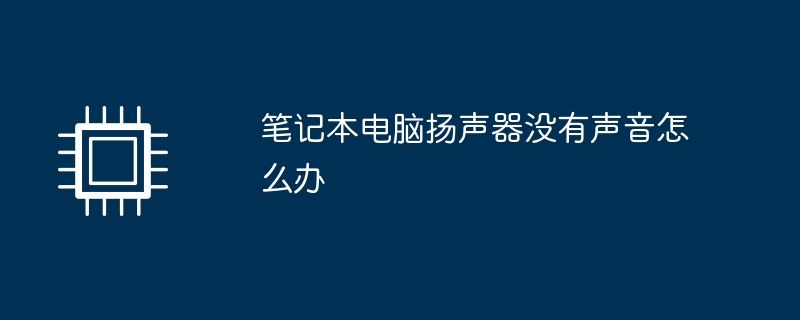 笔记本电脑扬声器没有声音怎么办