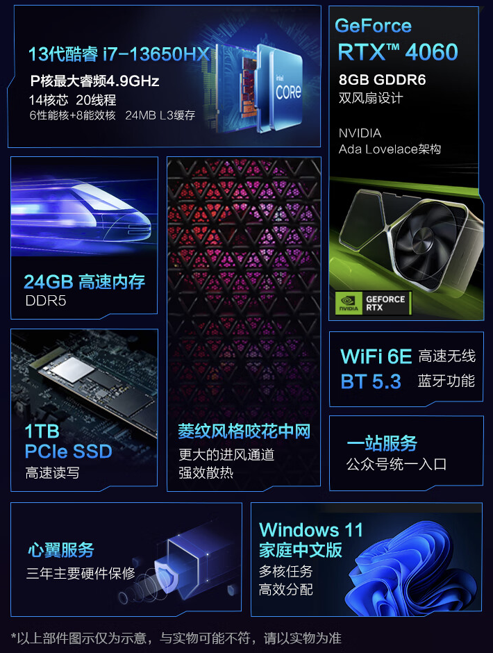 雷神黑武士・SE 台式主机新增配置开售：i7-13650HX + 24G + 1T + RTX4060 售 6999 元