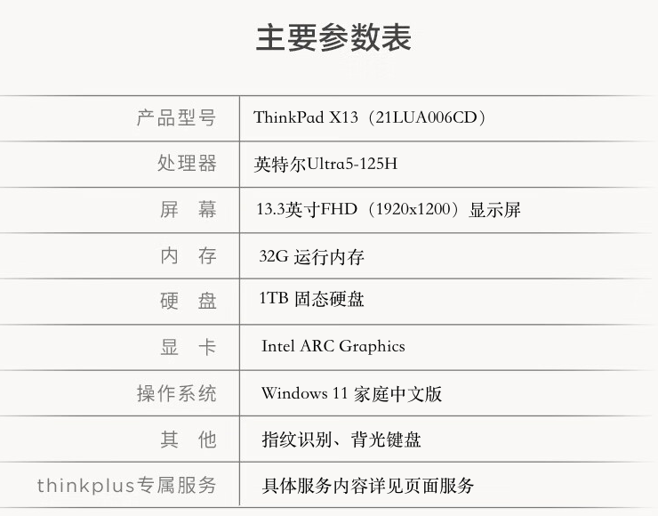 2024 款联想 ThinkPad X13 笔记本新增配置开售：Ultra 5-125H + 32G + 1T 售 7999 元