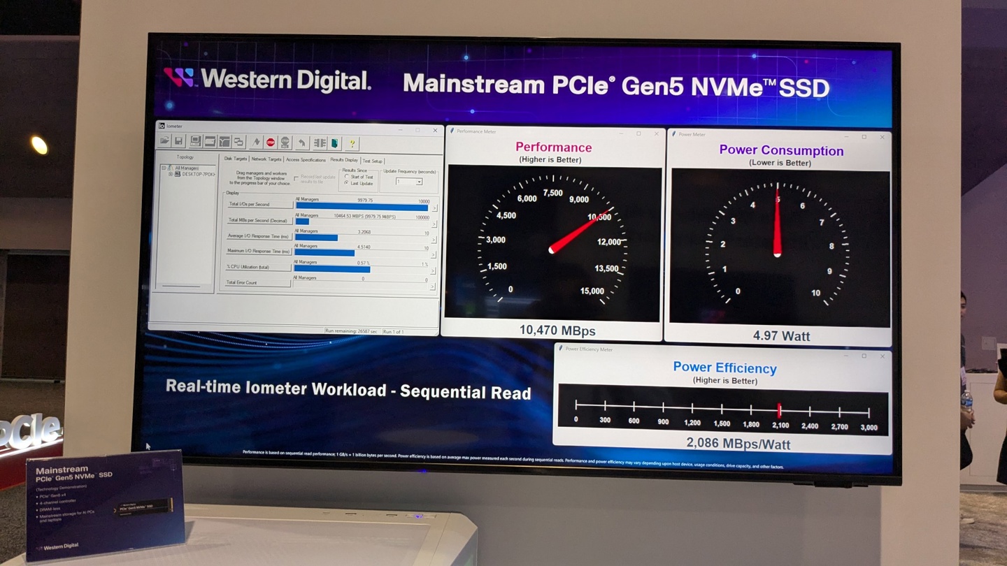 顺序读取接近 15GB/s ！西部数据展示客户端 PCIe Gen5 固态硬盘