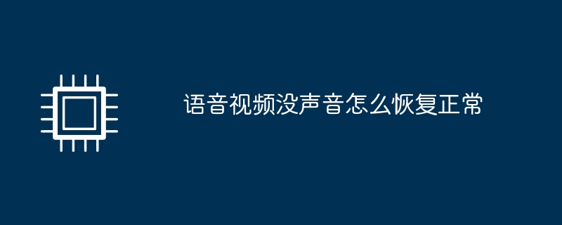 语音视频没声音怎么恢复正常