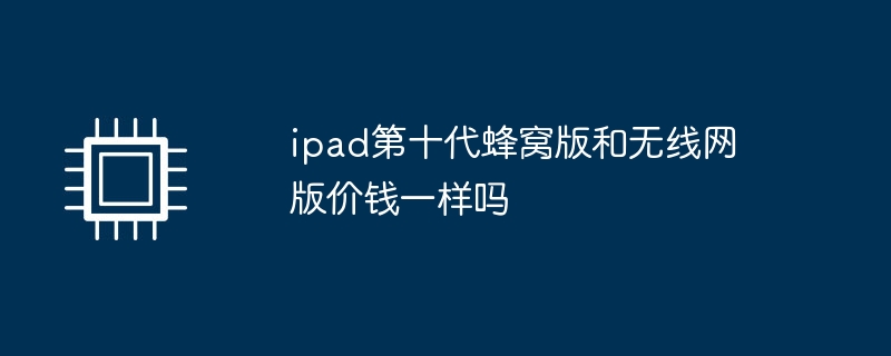 ipad第十代蜂窝版和无线网版价钱一样吗