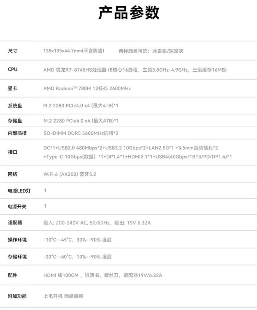 零刻 SER8 迷你主机 8745HS 版发售，准系统首销 2099 元起