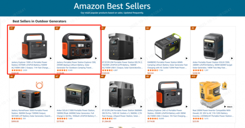 亚马逊Prime会员日收官，Jackery全球霸榜领跑！