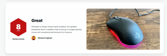 赛睿Rival 3二代游戏鼠标获IGN8分！平价神鼠！