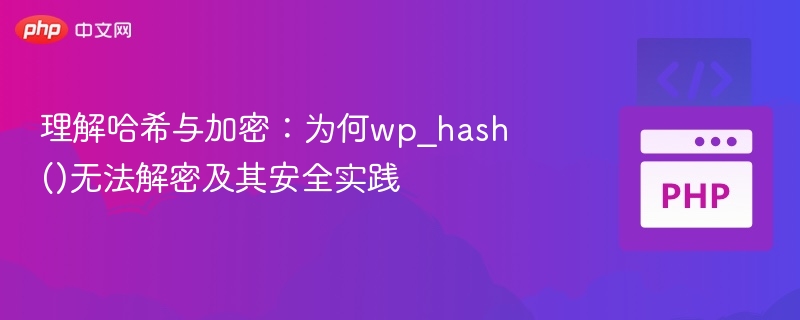 理解哈希与加密：为何wp_hash()无法解密及其安全实践