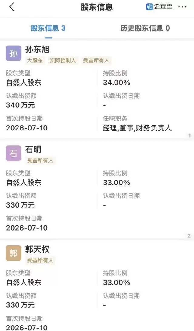 离开俞敏洪后，孙东旭与前东方甄选主播石明、天权合伙开公司